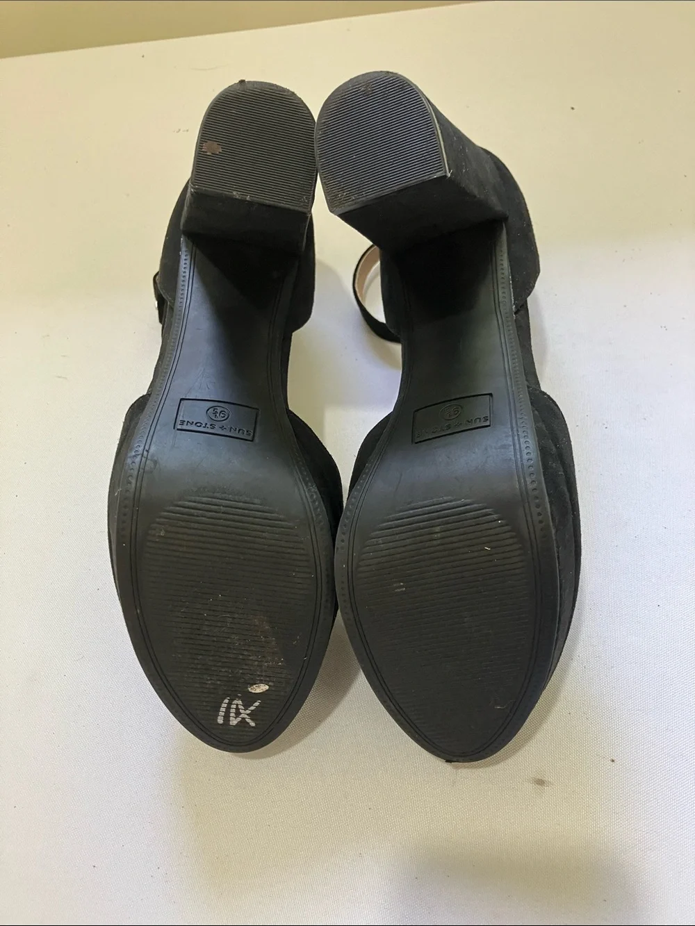 adidas Black Suede Platform Block Heel Sandals